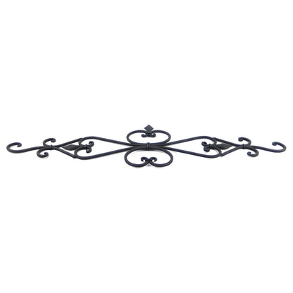 Black Pediment Metal Wall Decor Indoor Outdoor Use Fleur De Lis Scrolls 29 inch