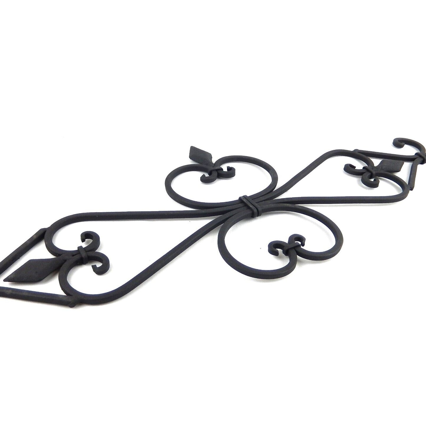 Black Pediment Metal Wall Decor Indoor Outdoor Use Fleur De Lis Scrolls 29 inch