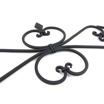 Black Pediment Metal Wall Decor Indoor Outdoor Use Fleur De Lis Scrolls 29 inch