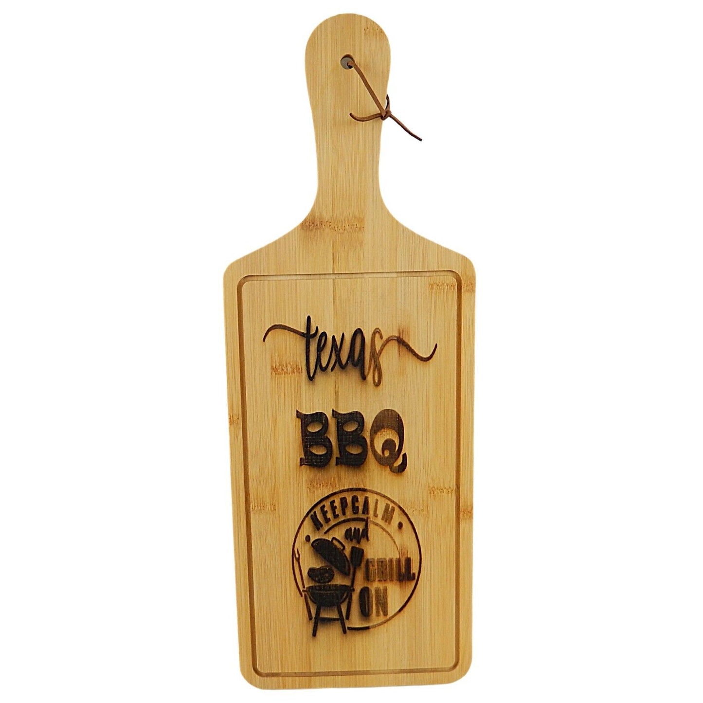 Texas BBQ Keep Calm and Grill On Bamboo Wood Serving Cutting Board Pizza Bread