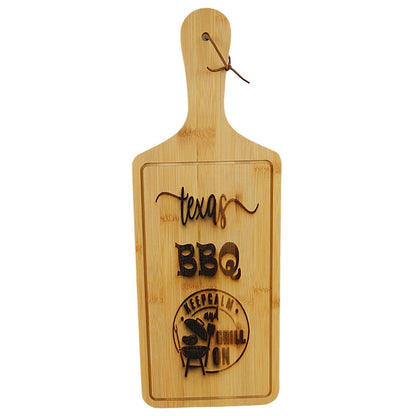 Texas BBQ Keep Calm and Grill On Bamboo Wood Serving Cutting Board Pizza Bread