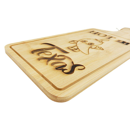 Hot In Texas Chili Bamboo Wood Serving Cutting Board Pizza Bread Kitchen Decor