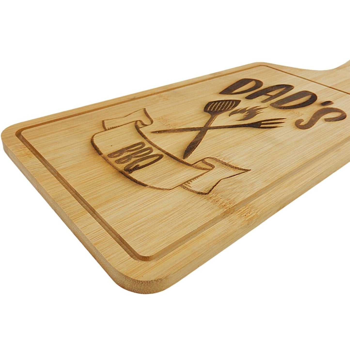 Dad's BBQ Grilling Bamboo Wood Serving Cutting Board Pizza Bread Kitchen Decor
