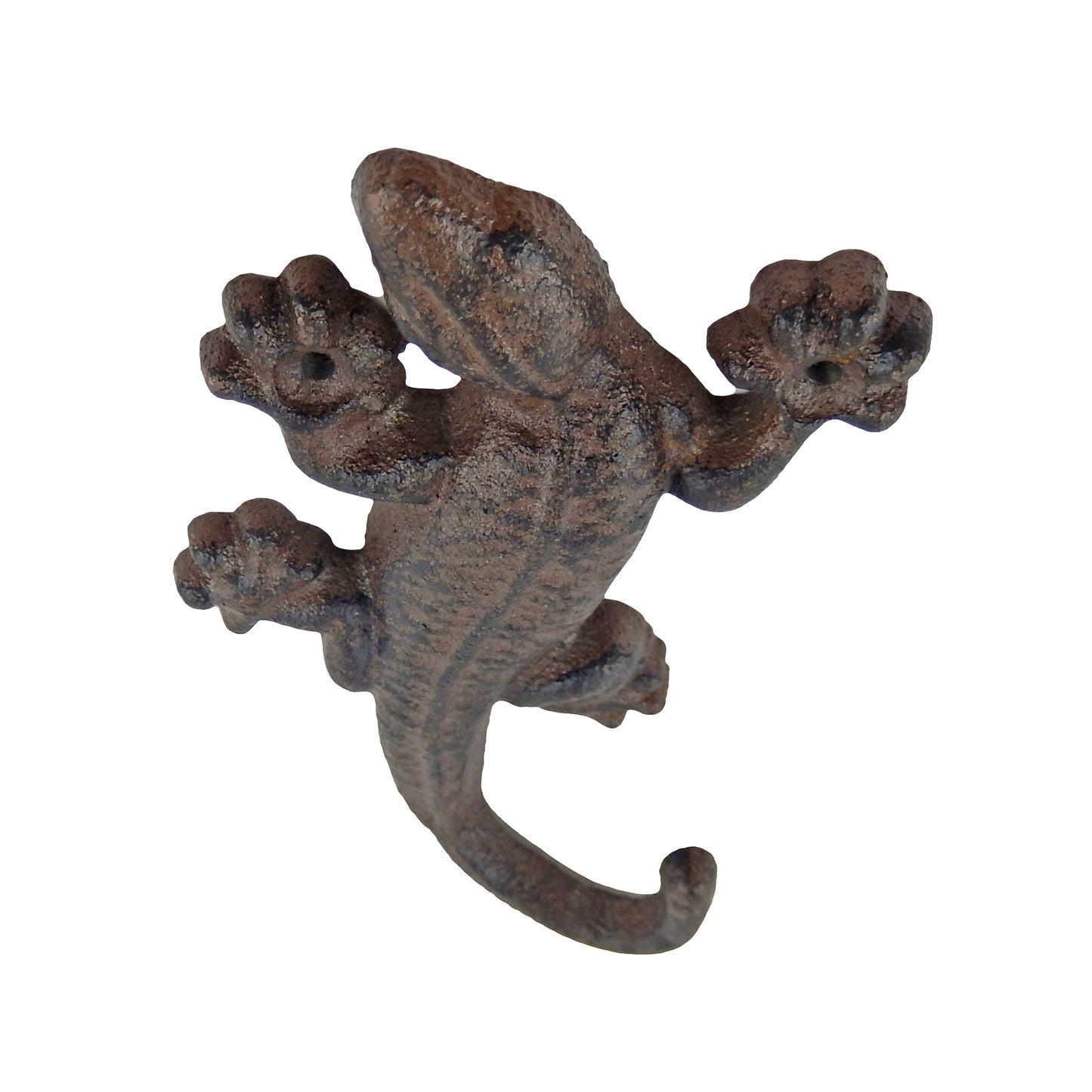 Cast Iron Lizard Wall Hook Gecko Key Coat Towel Purse Hanger Rustic Brown