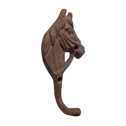 Cast Iron Horse Head Wall Hook Key Towel Coat Hanger Rustic Western Decor Brown