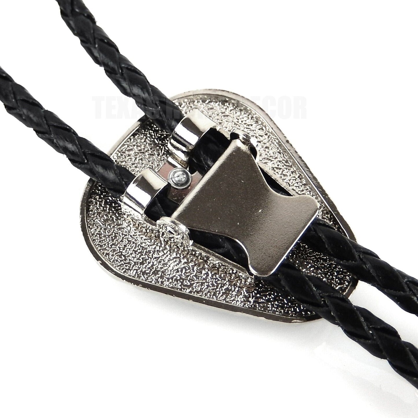Teardrop Natural Real Black Pine Stone Bolo Tie 40" Adjustable Leather Cord