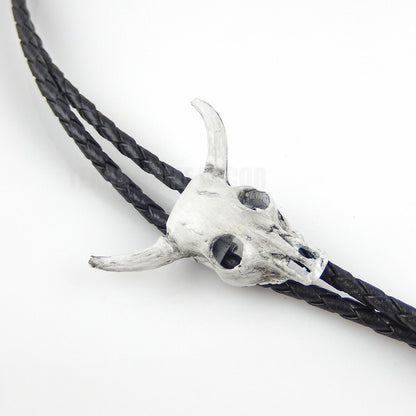 Steer Head Skull Bolo Tie Adjustable 36" Braided Cord USA Made Western Accessory