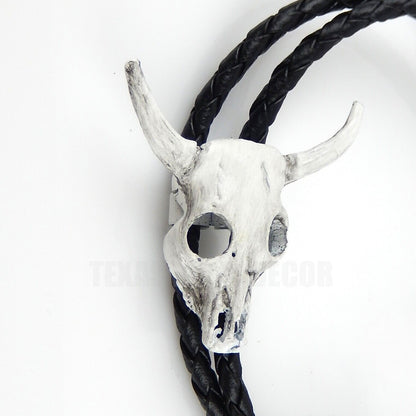 Steer Head Skull Bolo Tie Adjustable 36" Braided Cord USA Made Western Accessory