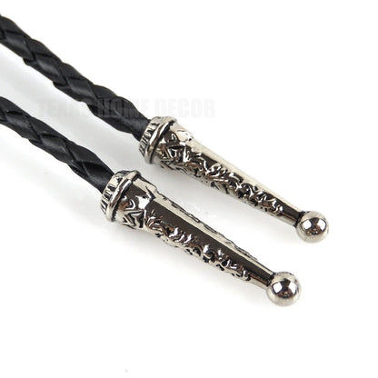 Real Turquoise Bolo Tie Natural Stone Maltese Cross 40 inch Genuine Leather Cord