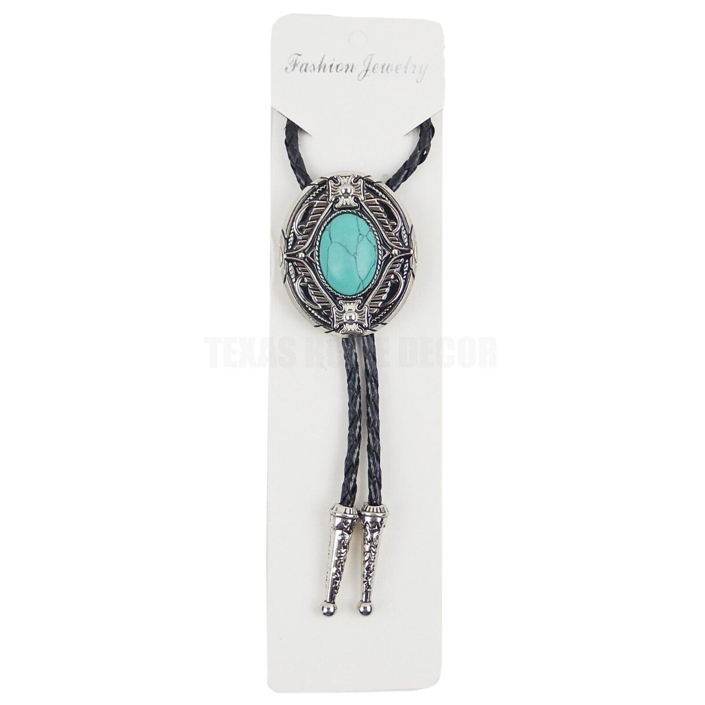 Real Turquoise Bolo Tie Natural Stone Maltese Cross 40 inch Genuine Leather Cord