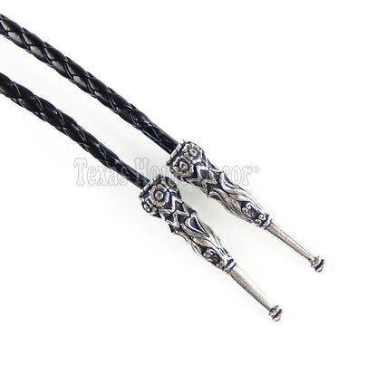 Eagle Bolo Tie Turquoise Star Detailed Tips Adjustable 38" Cord USA Made