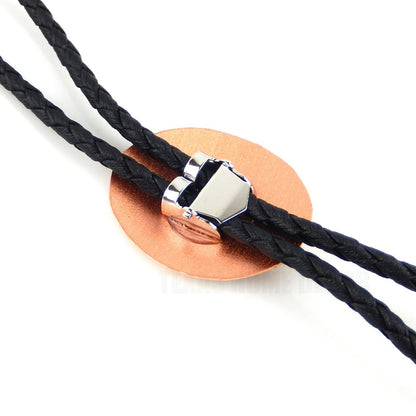 Running Horses Bolo Tie Silver Plated Copper Oval Diamond Cuts 38" Cord USA Made