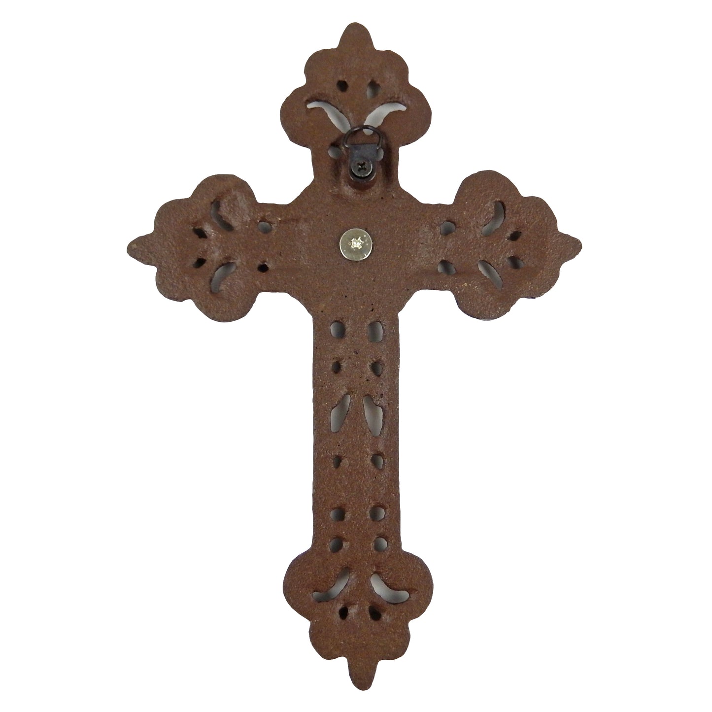 Fleur De Lis Cast Iron Wall Cross Copper Texas Map Cowboy Horse Concho 9 inch