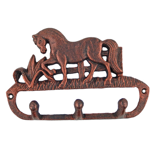 Cast Iron Galloping Horse Fence Wall Hook Rack Key Towel Coat Hanger Copper