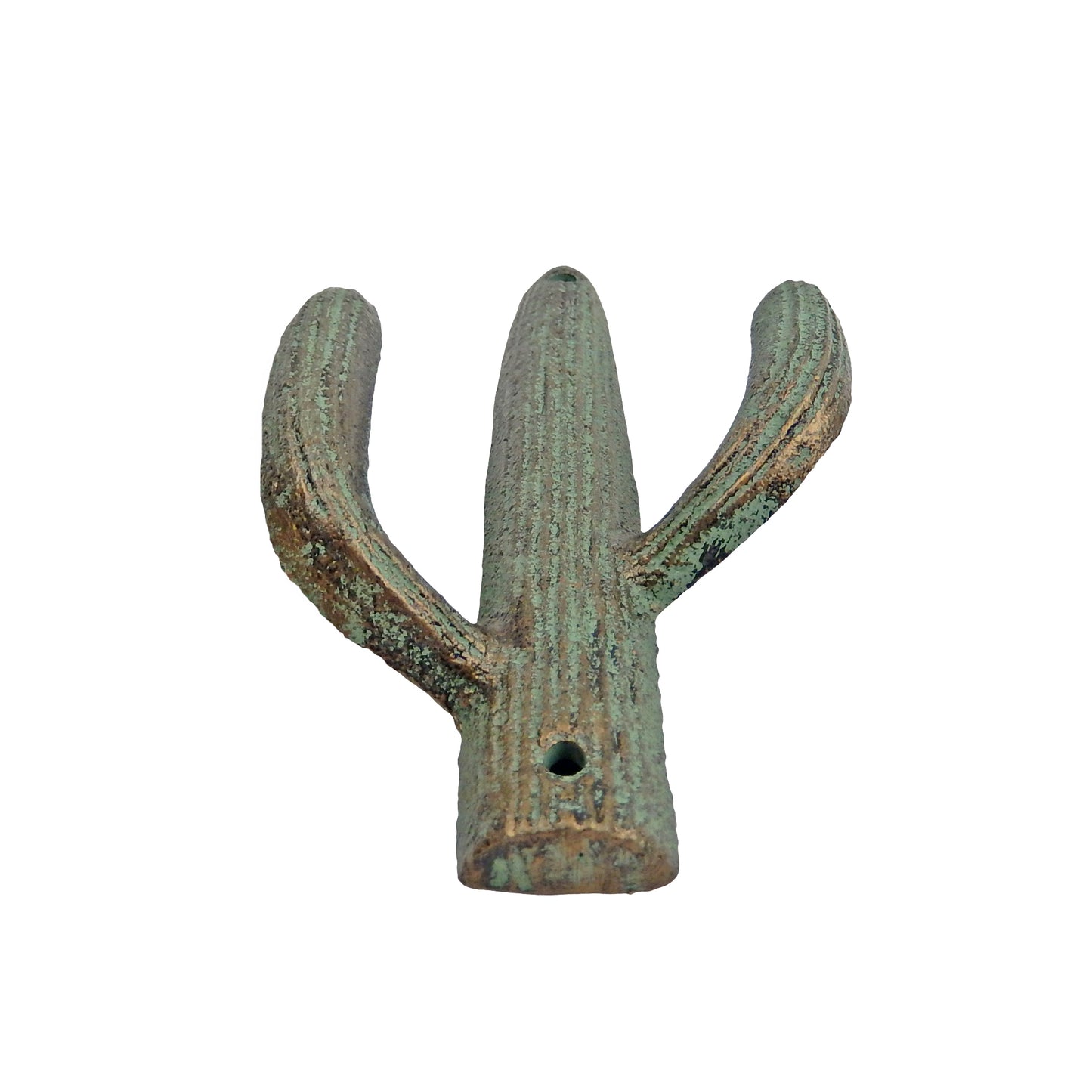 2 Cast Iron Green Gold Cactus Double Wall Hook Southwest Coat Towel Purse Hanger