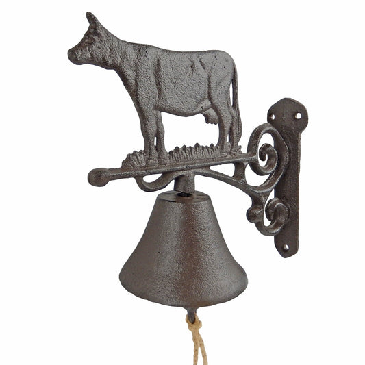 Cast Iron Cow Scrolls Dinner Bell Wall Mounted Farmhouse Ranch Rustic Decor