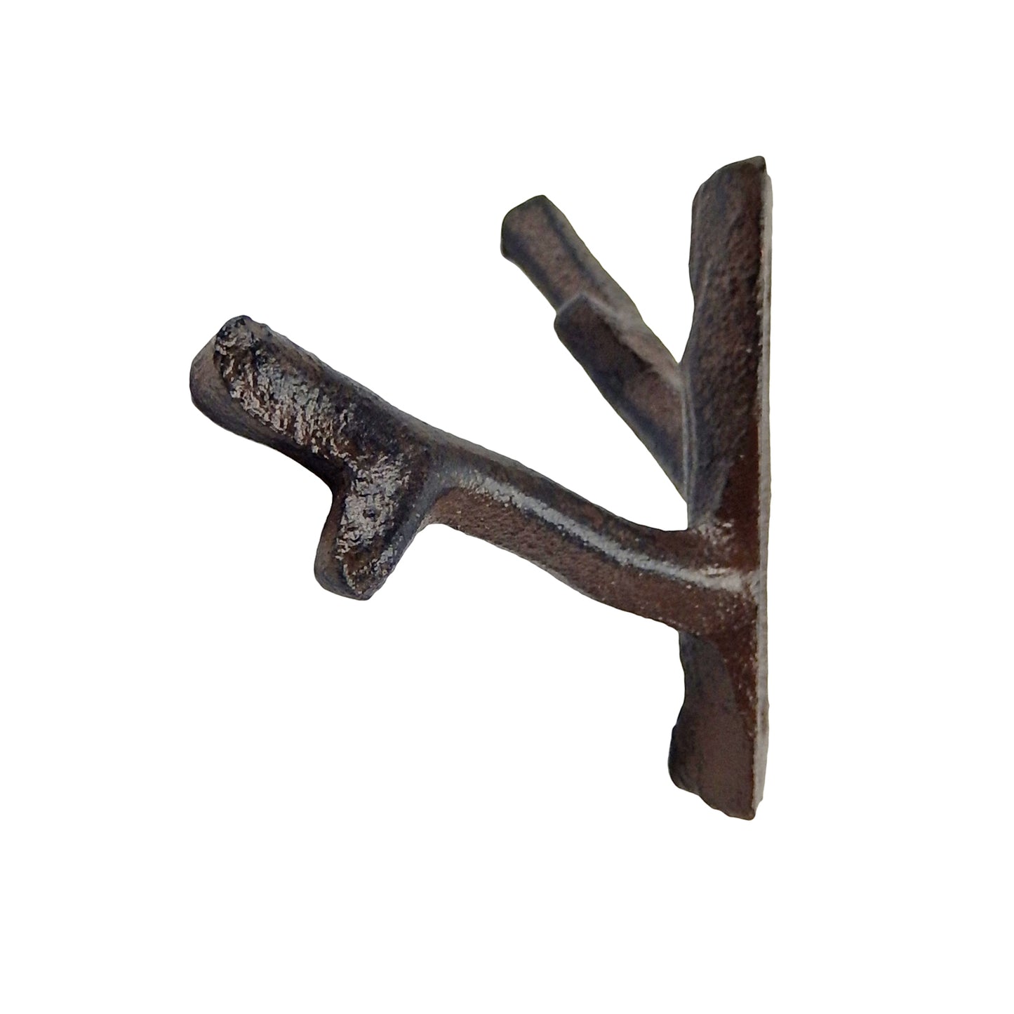 Tree Branch Double Wall Hook Cast Iron Towel Coat Hat Hanger Rustic Brown