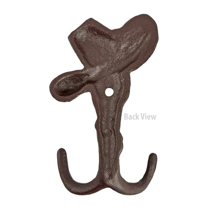 Western Hat Double Wall Hook Key Coat Towel Hanger Rustic Cast Iron