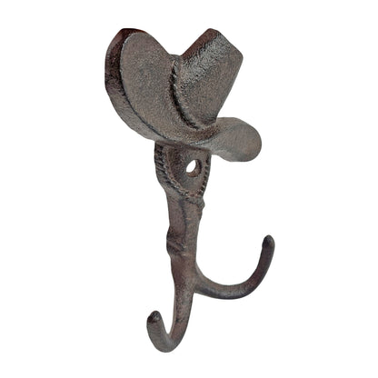 Western Hat Double Wall Hook Key Coat Towel Hanger Rustic Cast Iron