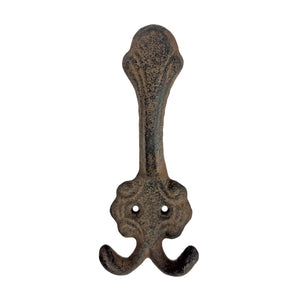 Cast Iron Triple Wall or Door Key Towel Coat Purse Hanger Rustic Antique Style