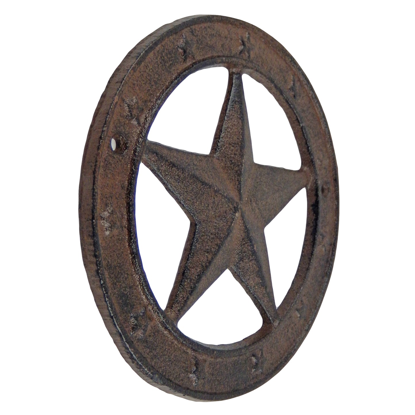 Cast Iron Texas Star With Ring Western Barn Decor Rustic Antique Style 6 1/4 inch