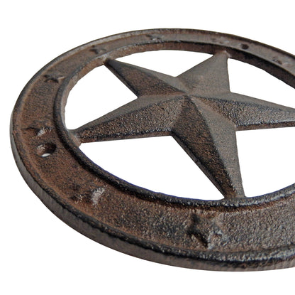 Cast Iron Texas Star With Ring Western Barn Decor Rustic Antique Style 6 1/4 inch