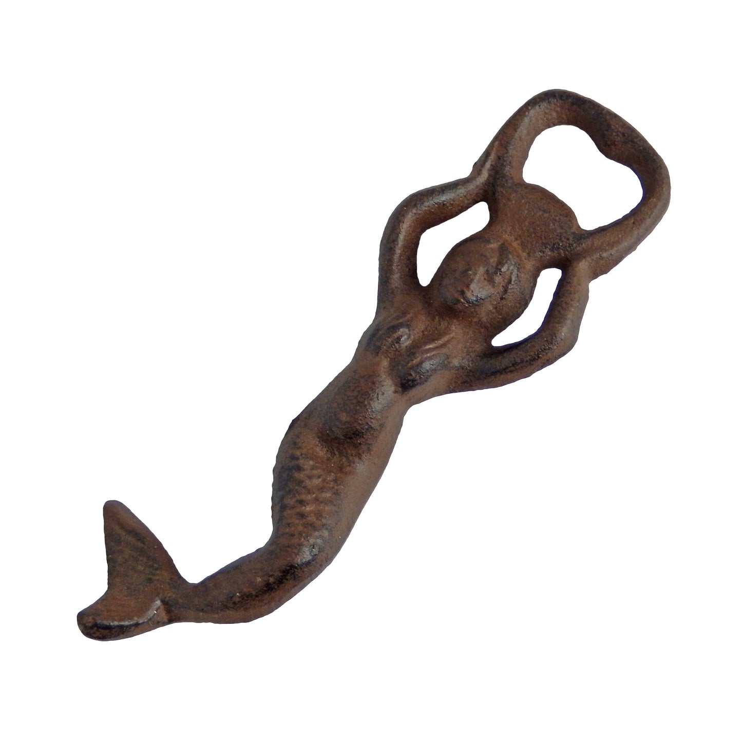 Cast Iron Mermaid Beer Soda Bottle Opener Hand Held Nautical Beach Decor Brown