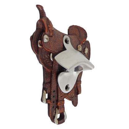 Brown Horse Saddle Beer Soda Bottle Opener Wall Mount Western Kitchen Bar Decor