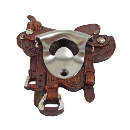 Brown Horse Saddle Beer Soda Bottle Opener Wall Mount Western Kitchen Bar Decor