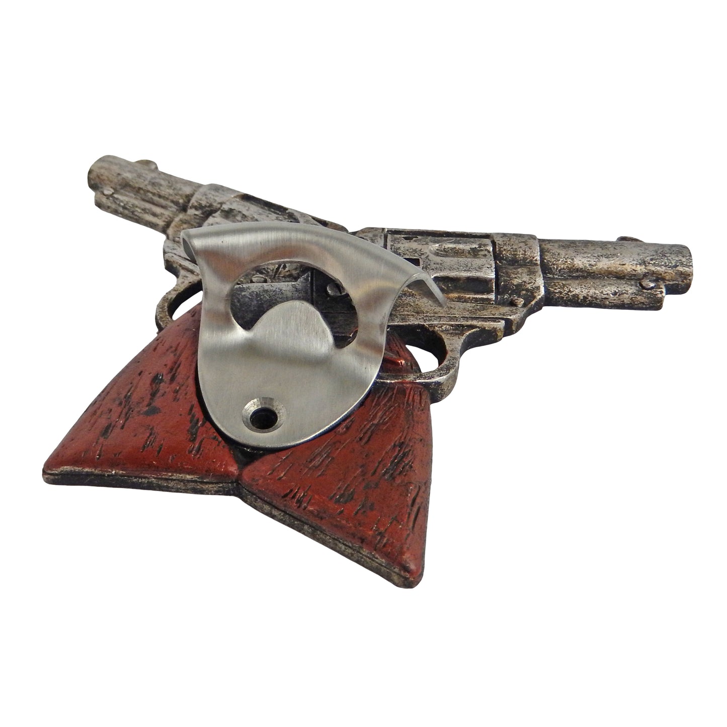 Double Pistol 6 Shooter Beer Soda Bottle Opener Wall Mounted Wild West Bar Decor