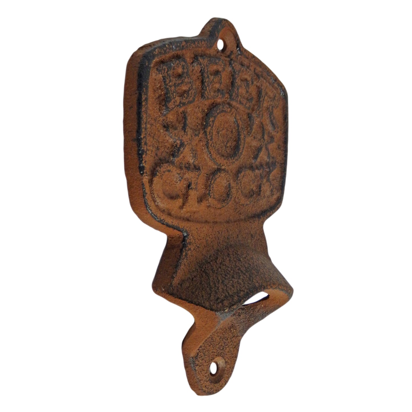 Cast Iron Beer O' Clock Beer Soda Bar Bottle Opener Wall Mounted Rustic Brown