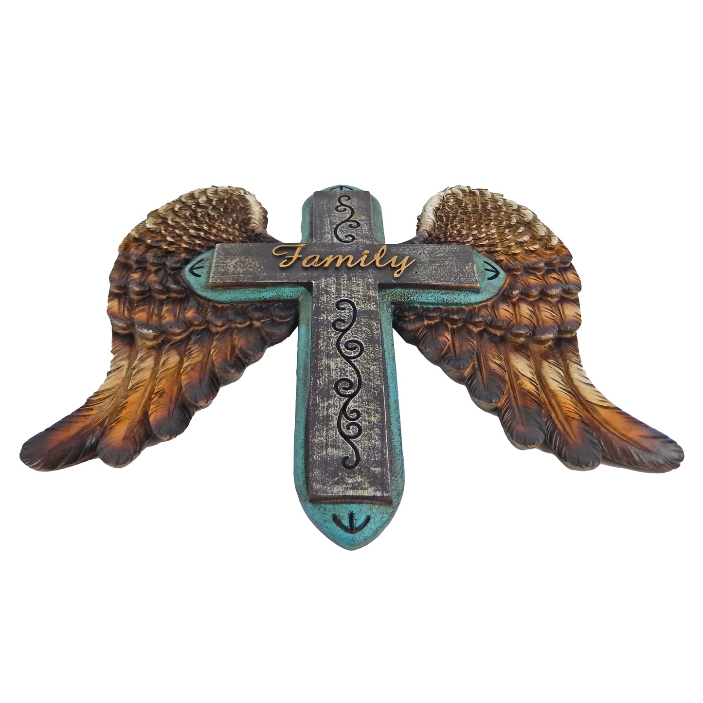 Family Wall Cross With Angel Wings Christian Church Home Decor Hand Painted