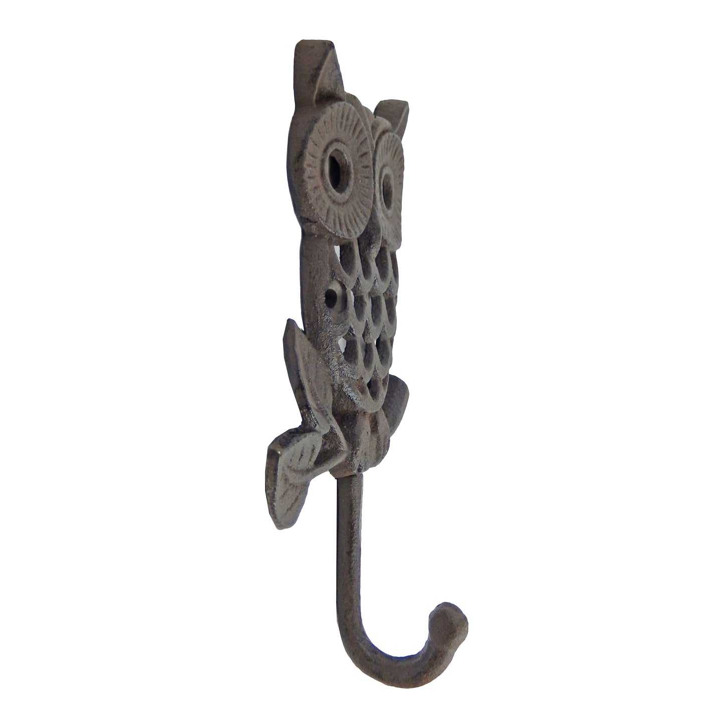 Cast Iron Owl Bird Wall Hook Key Towel Coat Hanger Rustic Antique Brown