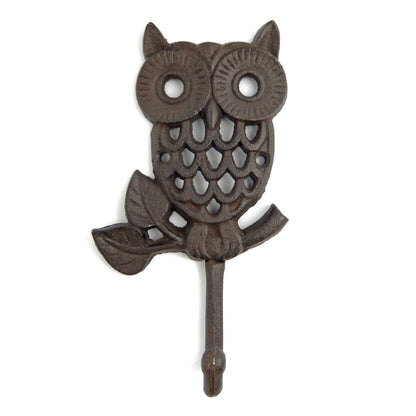 Cast Iron Owl Bird Wall Hook Key Towel Coat Hanger Rustic Antique Brown