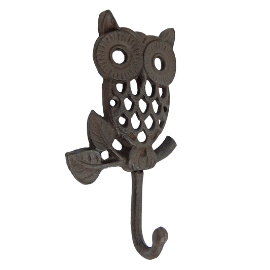 Cast Iron Owl Bird Wall Hook Key Towel Coat Hanger Rustic Antique Brown