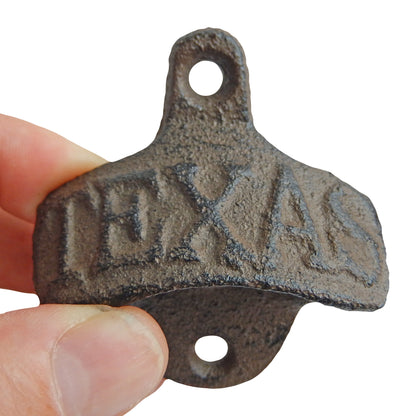 Rustic Cast Iron Texas Beer Soda Bottle Opener Wall Mounted Western Kitchen Bar