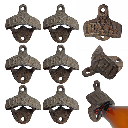 Rustic Bar Cast Iron Texas Beer Soda Bottle Opener Wall Mounted Brown Pack of 6