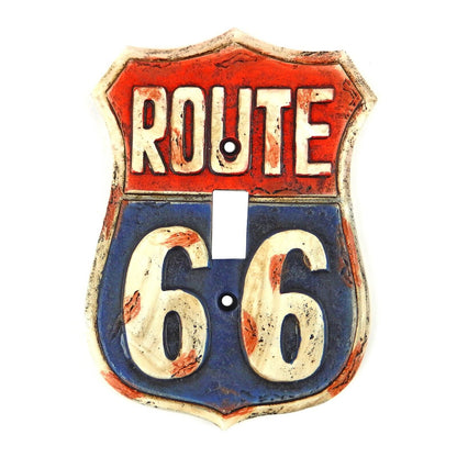 Rustic US Route 66 Single Toggle Switch Plate Wall Cover Red White Blue