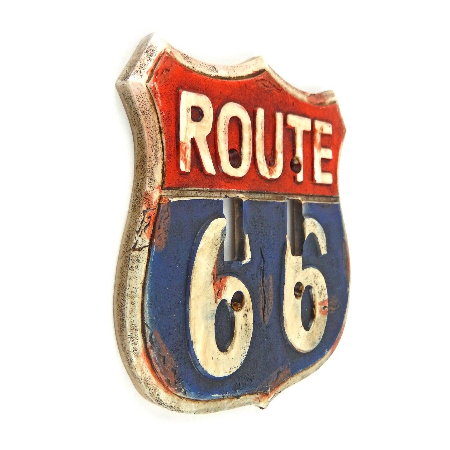 Rustic US Route 66 Double Toggle Switch Wall Plate Cover Red White Blue