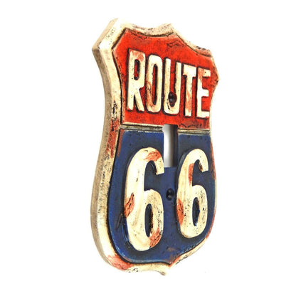 Rustic US Route 66 Single Toggle Switch Plate Wall Cover Red White Blue