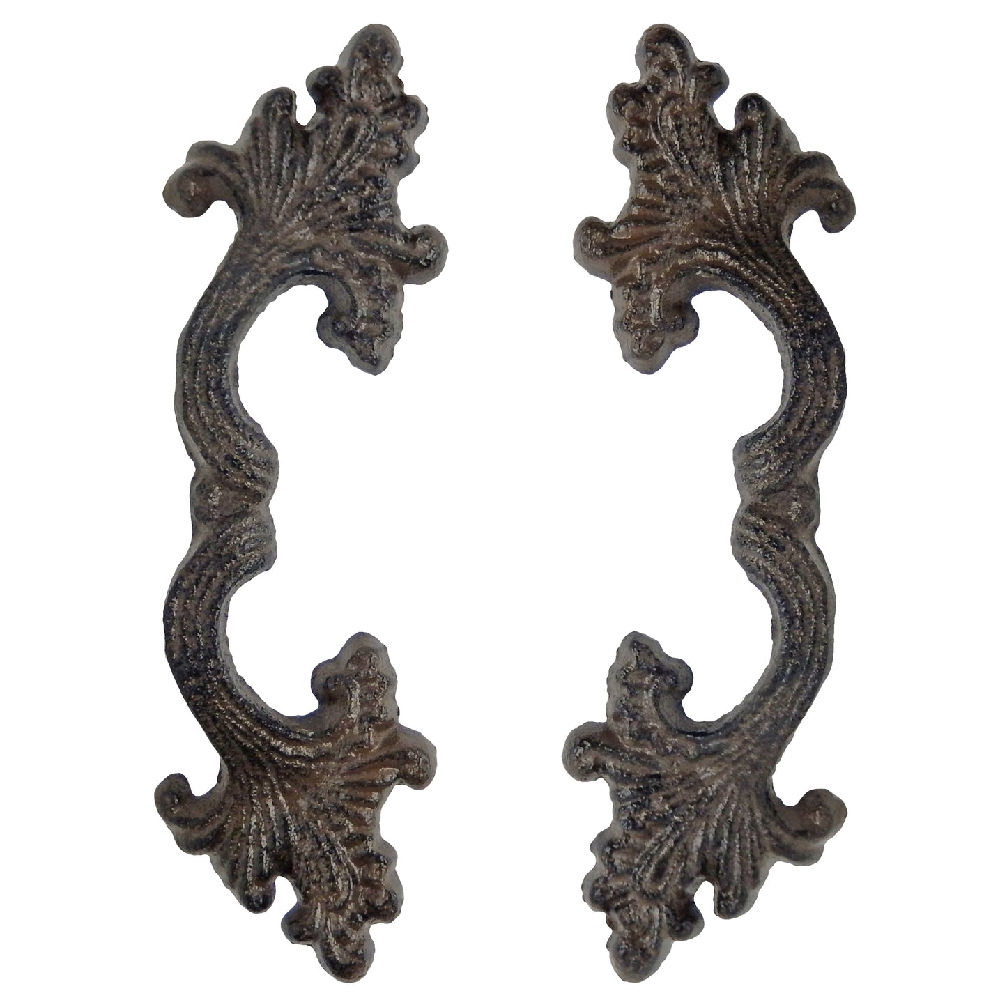 2 Fancy Victorian Cast Iron Door Handle Pull Rustic Antique Style Cabinet Drawer