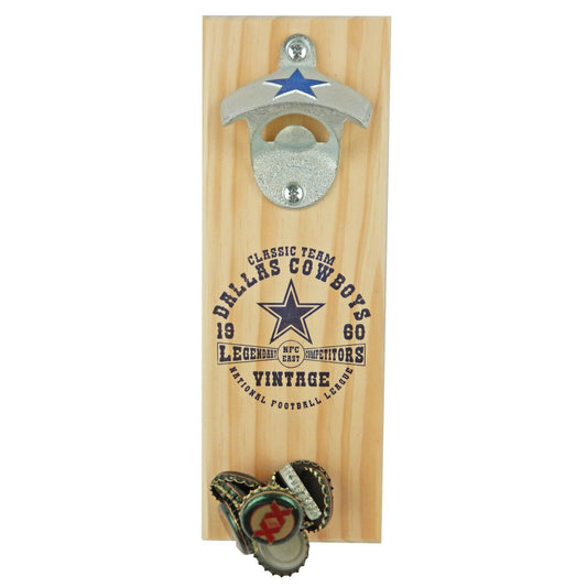 Custom Wooden Magnetic Dallas Cowboys Beer Soda Bottle Opener Wall Mounted 10 in