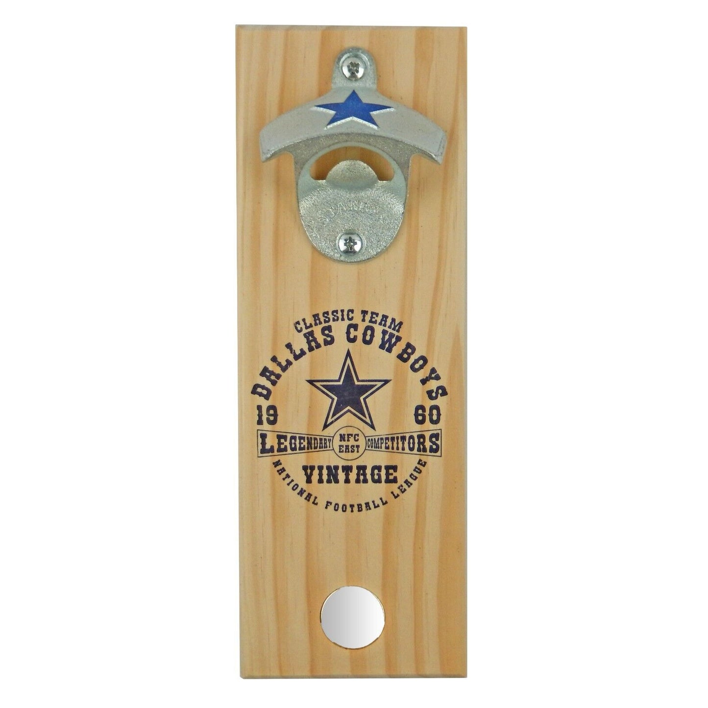 Custom Wooden Magnetic Dallas Cowboys Beer Soda Bottle Opener Wall Mounted 10 in