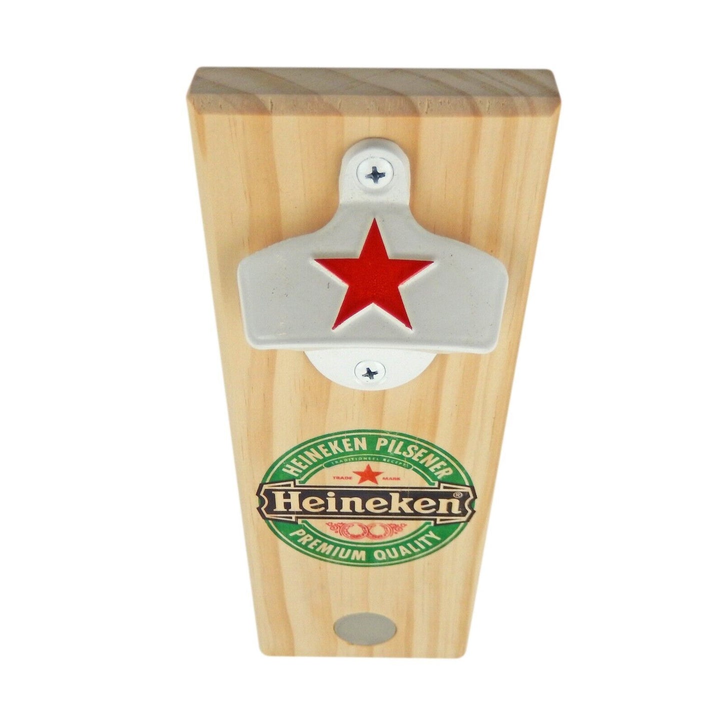 Custom Wooden Magnetic Heineken Beer Soda Bottle Opener Wall Mounted 10 x 3.5 in