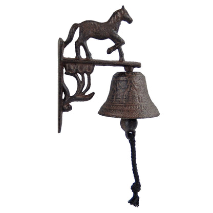 Small Horse Dinner Bell Cast Iron Wall Mounted Antique Style Rustic Western