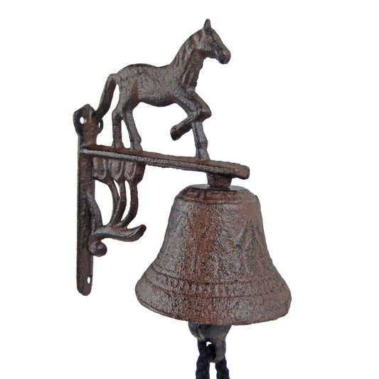 Small Horse Dinner Bell Cast Iron Wall Mounted Antique Style Rustic Western