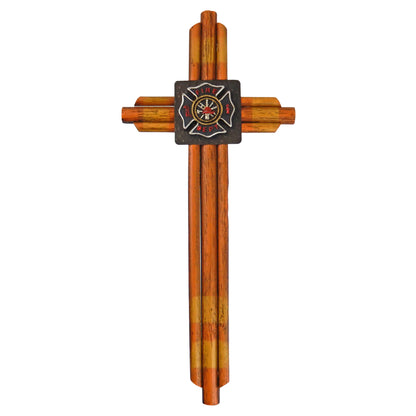 Fireman Hose Wooden Decorative Wall Cross Maltese Fire Department Emblem 18 inch