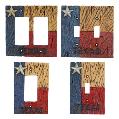 Western Rustic Texas Flag Wall Plate Covers Single Switch Double Outlet Plug