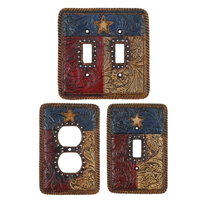 Rustic Floral Texas Flag Switch Plate Cover Star Rope Outlet Toggle Western