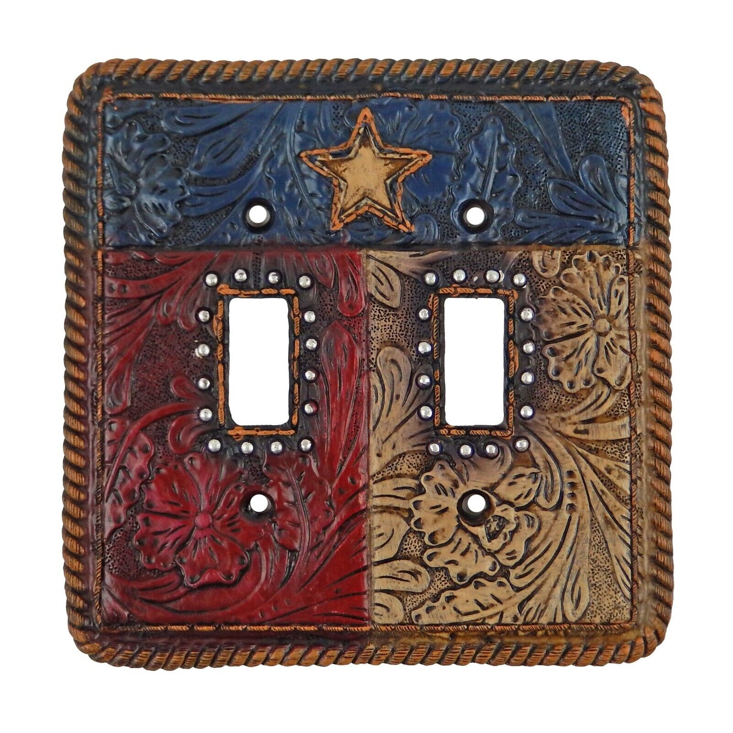 Rustic Floral Texas Flag Switch Plate Cover Star Rope Outlet Toggle Western